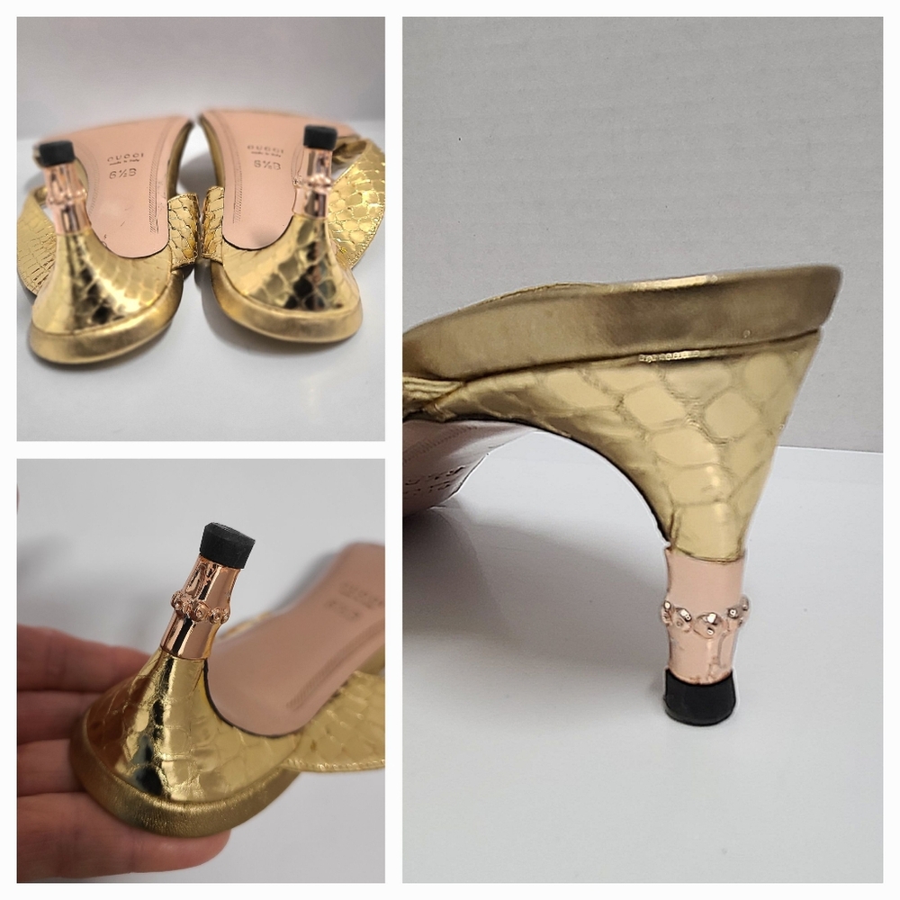 Gucci x Tom Ford Vintage 04' Farewell Runway Gold Metallic Python Sandals COA 6½ - Picture 13 of 16